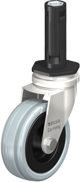 Blickle LRXA-VPA 75G-EXR02 Edelstahl-Apparate-Lenkrolle mit Expander, Vollgummi, Grau, 856435