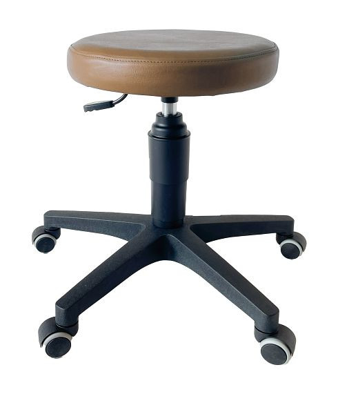 ultraMEDIC Rollhocker ultraSWIVEL6 Sitzhöhe 39 - 52 cm, Sitzdurchmesser 35 cm, Kunstlederbezug Mittelbraun, SAN-1500-MBR