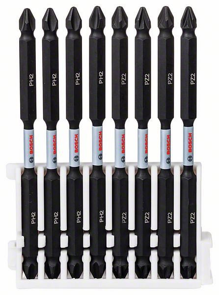 Bosch Doppelklingen Schrauberbit-Set Impact Control, 8-teilig, 4 x PH2, 4 x PZ2,110 mm, VE: 5 Stück, 2608522348