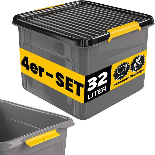 monzana Aufbewahrungsbox, VE: 4er-Set Grau/Anthrazit 39x39x26cm stapelbar, 997698