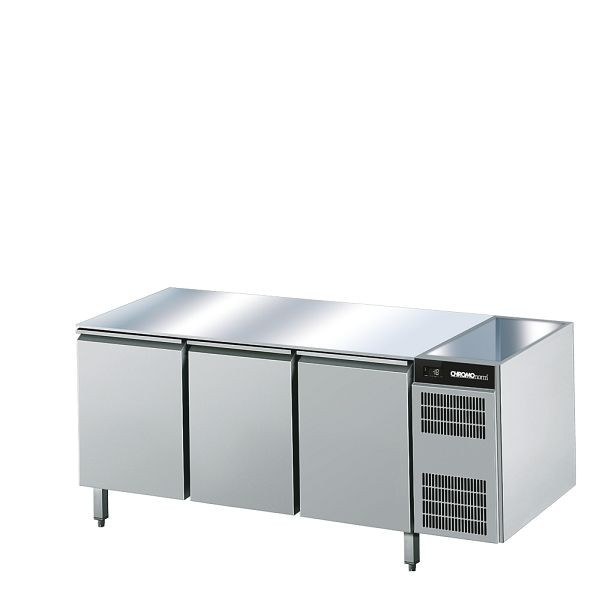 CHROMOnorm Bäckerei-Tiefkühltisch EN4060, 3 Türen, ohne Tischplatte (H 800mm), Steckerfertig, CTKEK8346600