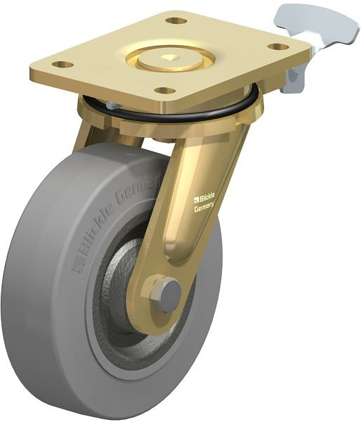 Blickle LS-SE 160K-SG-RI4 Stahlgeschweißte Schwerlast-Lenkrolle, schwere Drehkranz-Ausführung, Elastik-Vollgummi, Grau, 852120