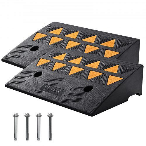 VEVOR Schwellenrampe Vollgummi Türschwellenrampe Max. Tragfähigkeit bis zu 15Tonnen Bordsteinrampe 48,3x33x12,7cm, VE: 2 Stück, SJDLYPDGB2190CQUPV0