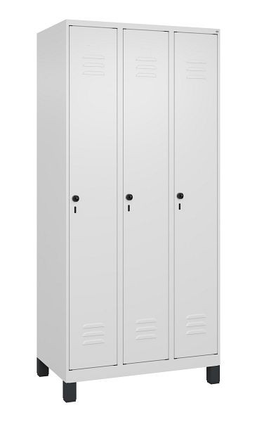 C+P Umkleidespind Classic PLUS, Füße, 3 Abteile, 1950x900x500mm, 9016/9016, Drehriegel, 080010-30 S10014