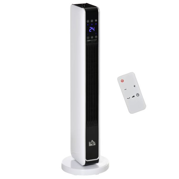 HOMCOM Heizgerät Heizlüfter 2200W, mit Fernbedienung, 8-Stunden-Timer, Weiß+Schwarz 21 x 21 x 73 cm, 820-249V90