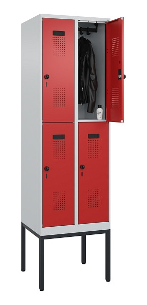 C+P Doppelstock-Spind Evolo PLUS, Gestell, 4 Fächer, 2120x600x500mm, 7035/3000, Drehriegel, 0493307-20 S10003