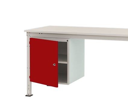 Manuflex Gehäuse-Unterbau UNIVERSAL Stationär, Nutzhöhe 500 mm mit 1 Tür links angeschlagen, für Tischtiefe 1200 mm, Rubinrot, ZB4967.3003