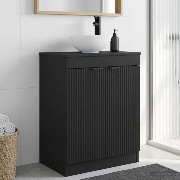 vidaXL Badezimmerschrank mit Waschbecken Schwarz 54 x 35 x 83 cm, 890139