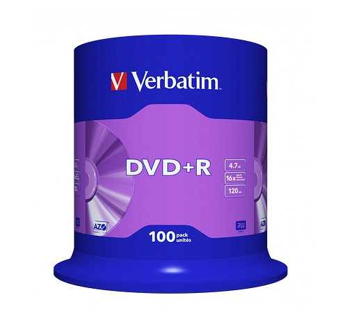 Verbatim DVD+R 4,7GB 16x 100er Spindel, 43551