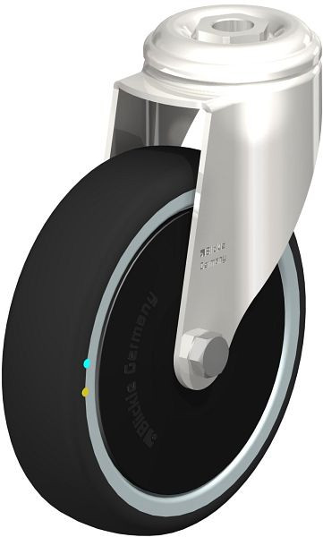Blickle LKRXA-PATH 126KD-ELS-FK Edelstahl-Apparate-Lenkrolle mit Rückenloch, Thermoplastisches Polyurethan, Grau, 853485