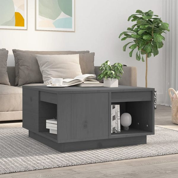 vidaXL Couchtisch Grau 60x61x32,5 cm Massivholz Kiefer, 814531