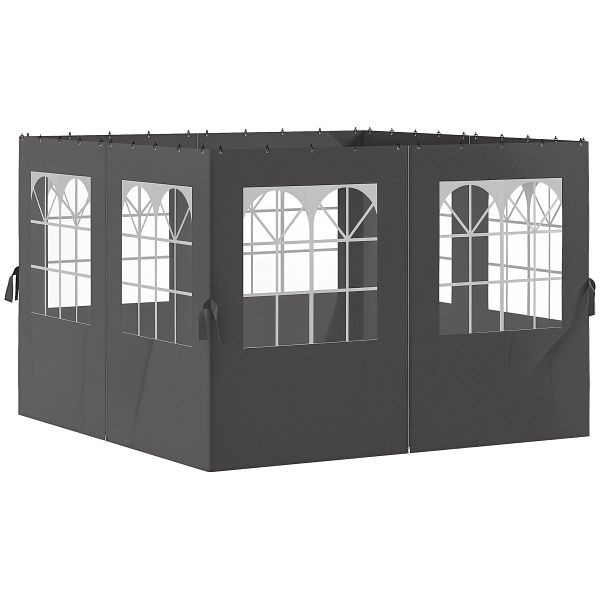 Outsunny Pavillon-Seitenwände, 4 Seitenwand-Paneele für Gartenpavillon, mit Reißverschluss, 3 x 4 m Pavillon, Dunkelgrau, 84C-543V00CG