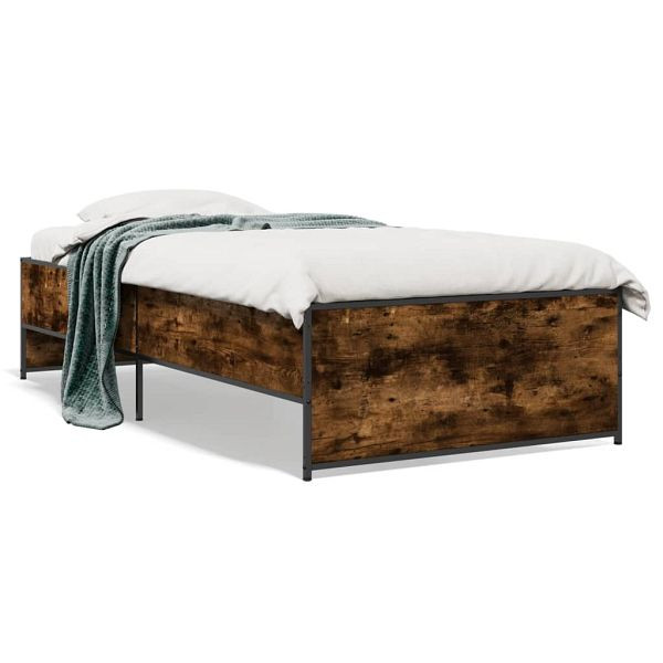 vidaXL Bettgestell Räuchereiche 90x200 cm Holzwerkstoff und Metall, 845243