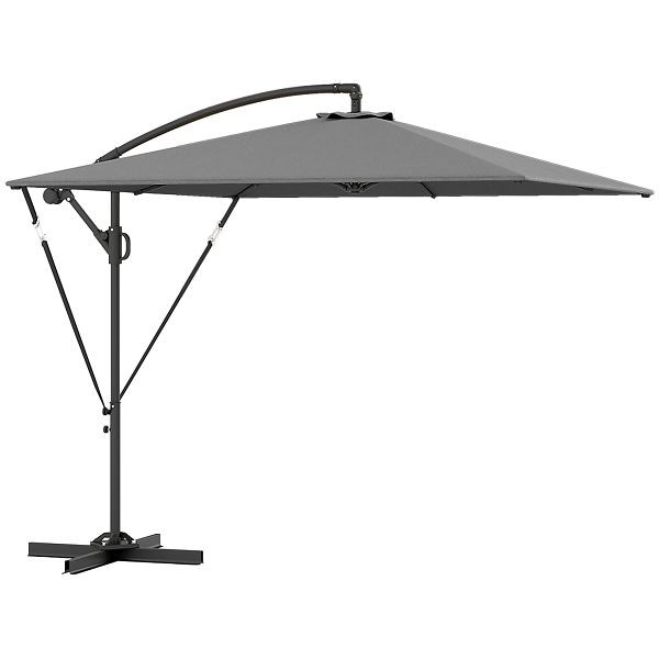 Outsunny Ampelschirm Ø260 cm Sonnenschirm mit UV-Schutz 50 wasserabweisend, Grau, 84D-419V00GY
