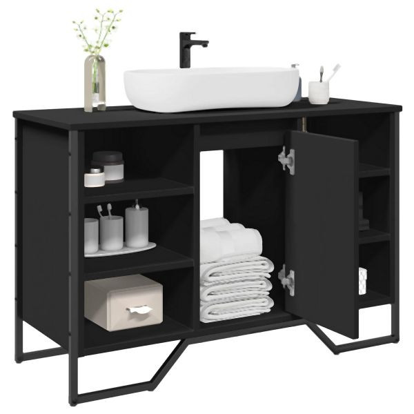 vidaXL Waschbeckenunterschrank Schwarz 91x35x60 cm Holzwerkstoff, 848664