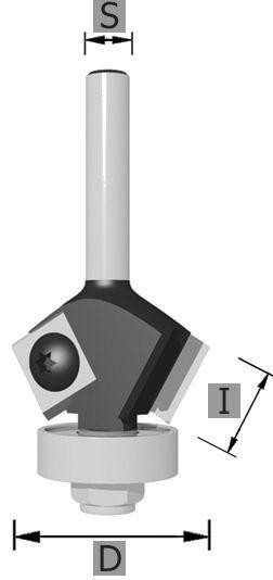 Edessö Wendeplatten-Fasefräser S: 8 HW, Kugellager Z: 2, A: 29, B: 12,<: 45°, C: 8, 130529008