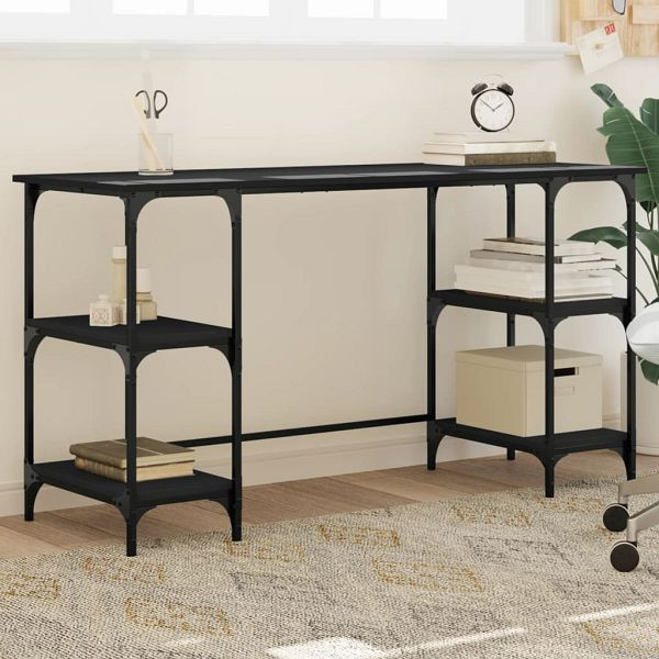 vidaXL Schreibtisch Schwarz 140x50x75 cm Metall und Holzwerkstoff, 845326