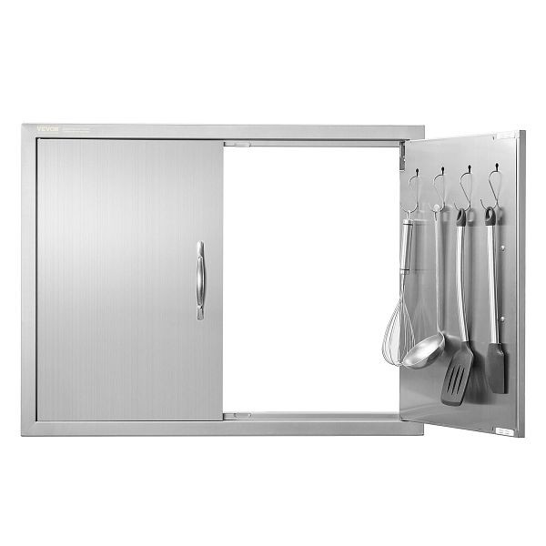 VEVOR Grill-Zugangstür, 787 x 609 mm, Doppelte Außenküchentür, Doppelwandige vertikale Tür mit Griffen und Haken, SMMBSCJMYS31IPP30V0