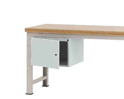 Manuflex Gehäuse-Unterbau PROFI, Nutzhöhe 300 mm mit 1 Tür links angeschlagen und Einlegeboden, für Werkbanktiefe 700 mm, Lichtgrau, ZB4731.7035