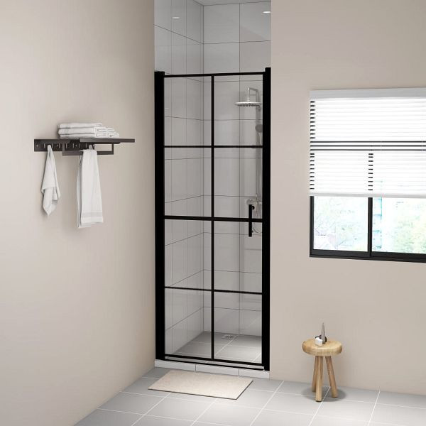 vidaXL Duschtür Hartglas 81x195 cm Schwarz, Aluminium, 148890