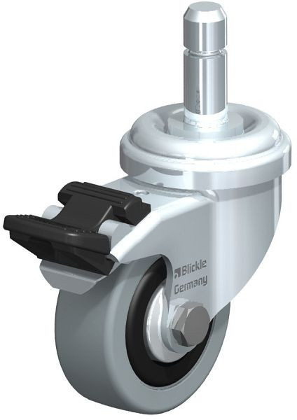 Blickle LRA-VPA 50G-FI-FA-ES Apparate-Lenkrolle mit Einsteckstift & Feststeller, Vollgummi, Grau, 343319