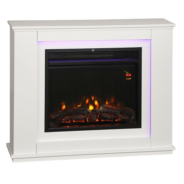 HOMCOM Elektrischer Kamin, realistische Flammen mit 12 Farben, 5 Helligkeitsstufen, Fernbedienung, Timer, Schwarz, 820-453V90WT