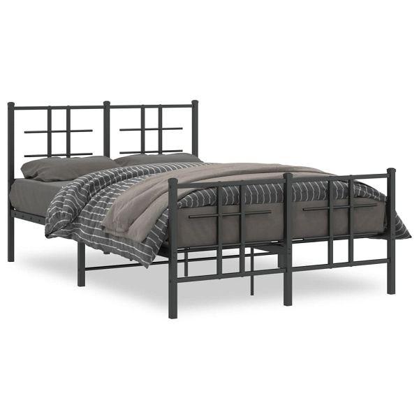 vidaXL Bettgestell mit Kopf- und Fußteil Metall Schwarz 120x190 cm, 355576