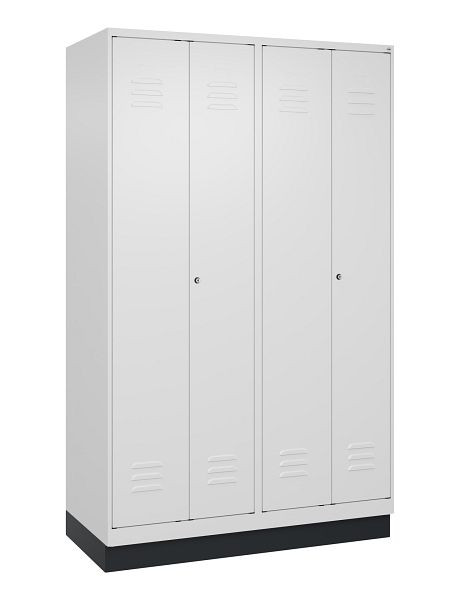 C+P Umkleidespind Classic PLUS SW, Sockel, 4 Abteile, 1950x1200x500mm, 9016/9016, Zylinderschlösser, 080022-40 S10029