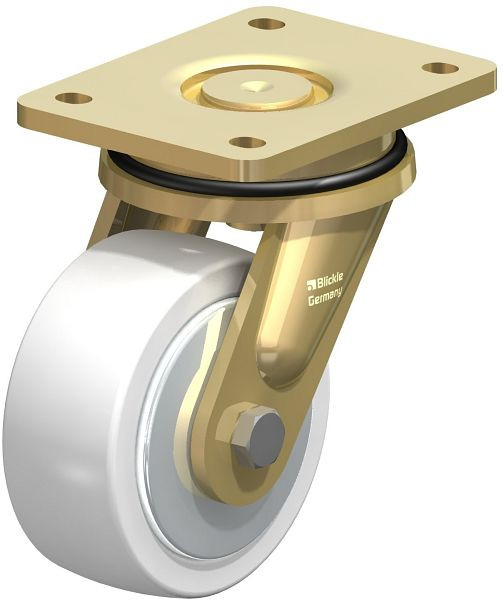 Blickle LS-SPO 127K-FA Stahlgeschweißte Schwerlast-Lenkrolle, schwere Drehkranz-Ausführung, Polyamid, Weiß, 725655