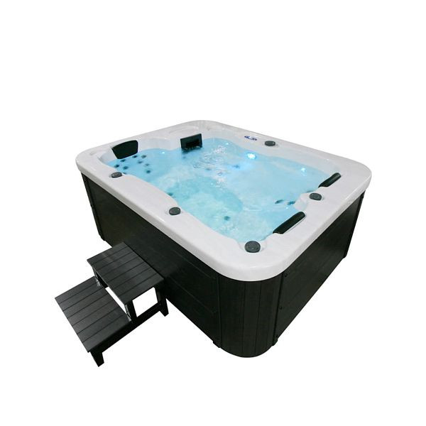 HOME DELUXE Outdoor Whirlpool WHITE MARBLE - Mit Treppe und Thermoabdeckung, 23379