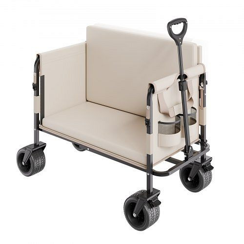 VEVOR Bollerwagen, 250 kg Traglast, 2-in-1 Klapp- & Bankwagen, mit verstellbarem Griff, für Einkauf, Camping, Gartenarbeit, ZDHYBXSSTCHSZ4NS1V0