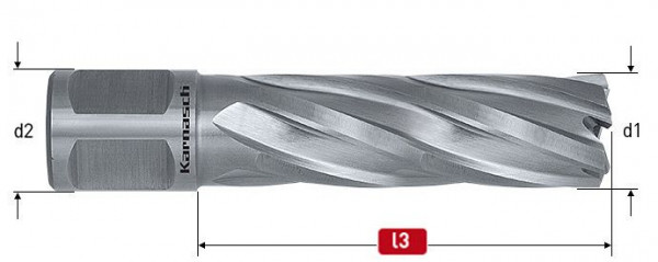 Karnasch HSS-XE Kernbohrer, Weldonschaft 19mm, Nutzlänge 55mm, Silver-Line Rail55 d=25mm, VE: 2 Stück, 201480025