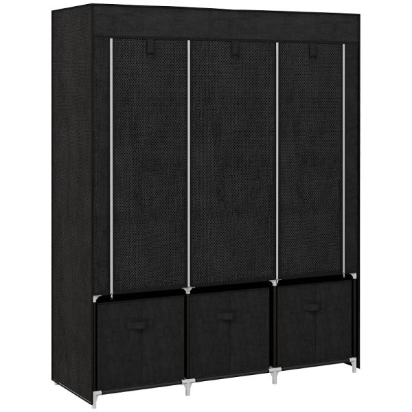 HOMCOM Stoffschrank aus Vlies, Faltschrank, inkl. 3 Schubladen, 125 x 43 x 162,5 cm, 850-210V00BK