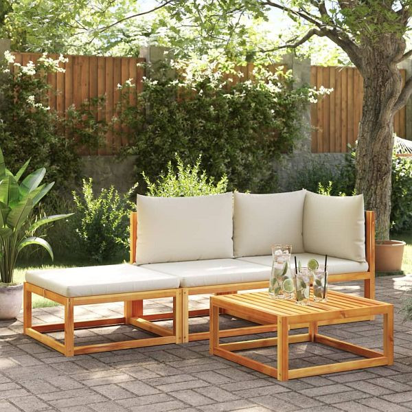vidaXL 3-tlg. Garten-Sofagarnitur mit Kissen Massivholz Akazie, 3278890