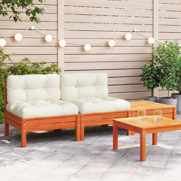 vidaXL Gartensofa mit Kissen und Hocker 2-Sitzer, 838182