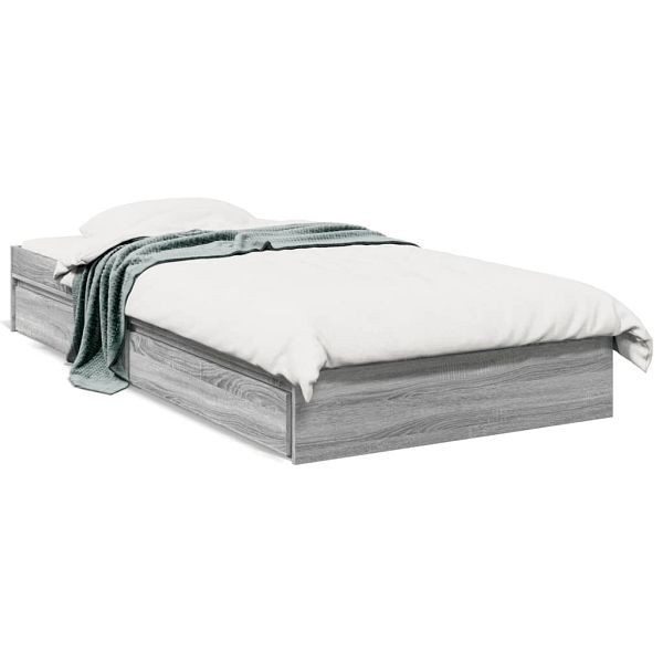 vidaXL Bettgestell mit Schubladen Grau Sonoma 100x200 cm Holzwerkstoff, 3280676