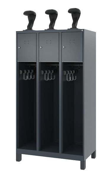 C+P Feuerwehrspind Evolo, Modell YOUNGSTER, 3 Abteile, H1530xB900xT500 mm, Anthrazit, Füße, 0490015-30 S10007