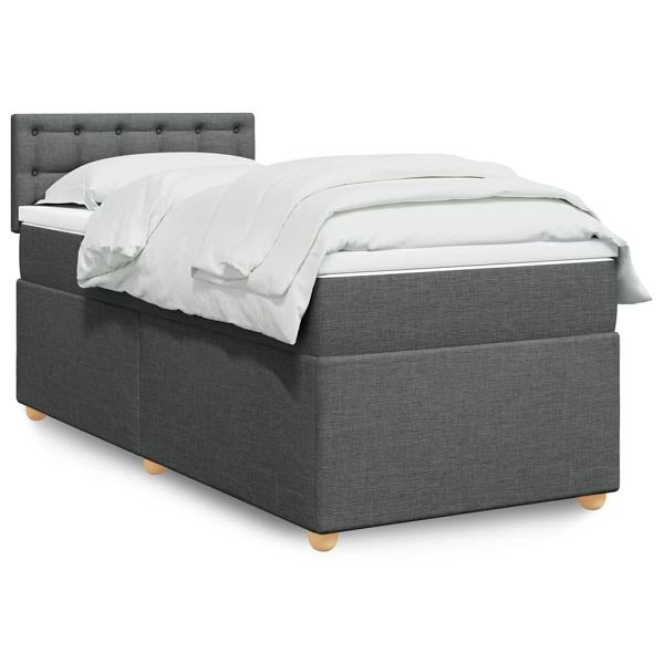 vidaXL Boxspringbett mit Matratze Dunkelgrau 100x200 cm Stoff, 3286606