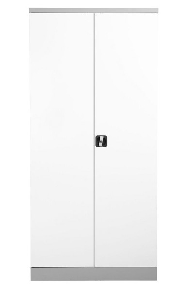 Gürkan Flügeltürenschrank, 50 x 92 x 195 cm, Lichtgrau, Verkehrsweiß, Verstärkte Fachboden Stück 4, FLC.195/N, 111245
