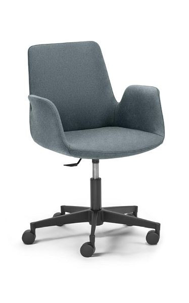 Deskin Konferenz-/Bürostuhl HELLA DV, Fußkreuz Polyamid schwarz, Bezugsstoff Basic MC, blau, 352929