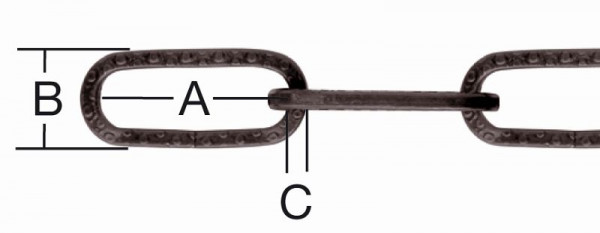 Vormann Zierkette vierkant gehämmmert 3, schwarz gebrannt, VE: 25 Meter, 008216030SGB