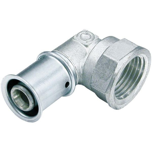 Multitubo Metall-Press-Winkel 20mmx3/4 IG, 90Grad, Messing verzinnt, 140193