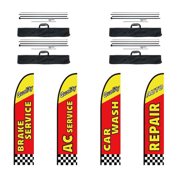 VEVOR 4er-Set Autoreparatur Fahnenmast-Set Flaggenmast Werbung Banner 498,5cm, QGYMQGQWAQCFFZRDSV0
