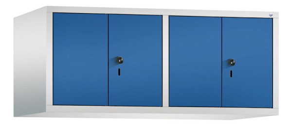 C+P Aufsatz-Garderobenschrank Evolo, 4 Abteile, H500xB1190xT500 mm, Lichtgrau/Enzianblau, 48092-40 S10014