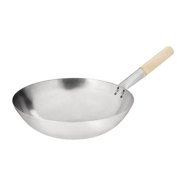 Vogue Stahl Wok runder Boden 35,5 cm Durchmesser, K299, 5050984055393