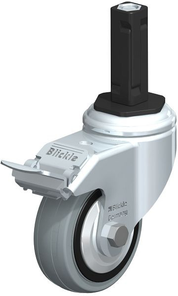 Blickle LKRA-VPA 80K-11-FI-FA-EV12 Apparate-Lenkrolle mit Expander & Feststeller, Vollgummi, Grau, 848107