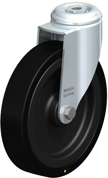 Blickle LKRA-VPA 150K-11-EL Apparate-Lenkrolle mit Rückenloch, Vollgummi, Schwarz, 681353
