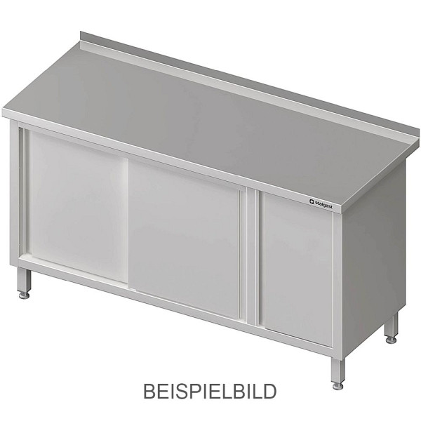Stalgast Arbeitsschrank mit Schiebetüren 2000x600x850mm, mit Flügeltürschrank links, mit Aufkantung, verschweißt, VAS20608LA