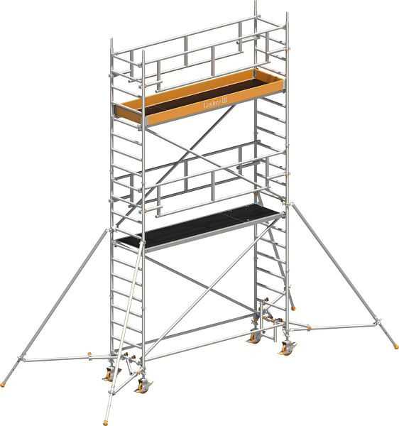 Layher Gerüst Uni Standard P2 SAFETY PLUS mit Doppelgeländer und Gerüststützen, Max. Plattformhöhe: 4,20 m, 1421124