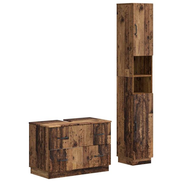 vidaXL 2-teiliges Badezimmer Schrank Set HOORN Altholz Holzwerkstoff, 3417556